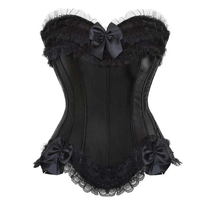 Corset Femme Noir Satiné