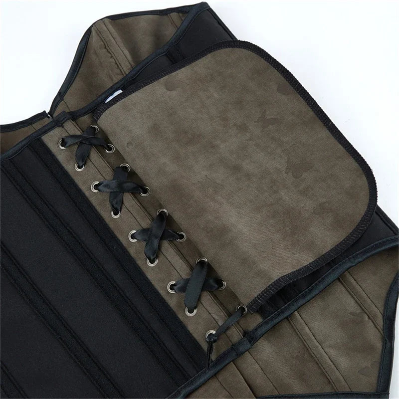 détail du corset kaki effet daim