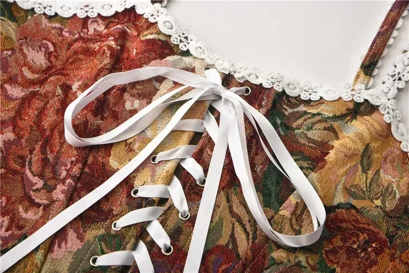 Corset Femme Floral Terracotta