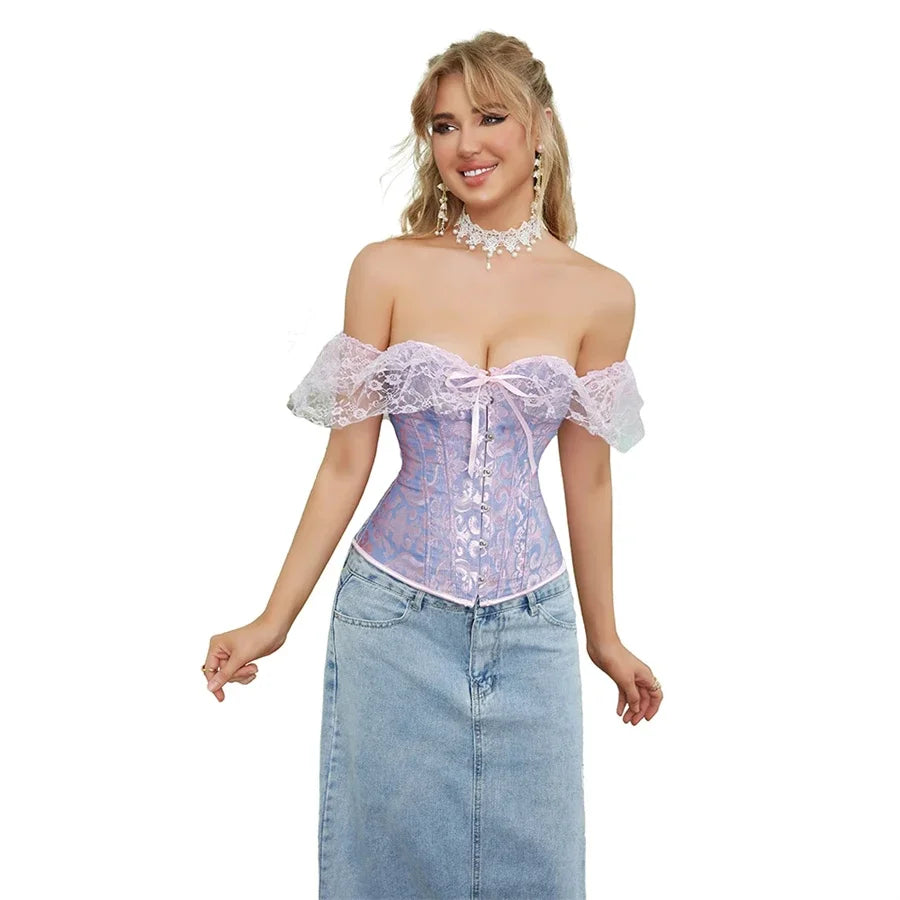 Corset Femme Lilas Dentelle