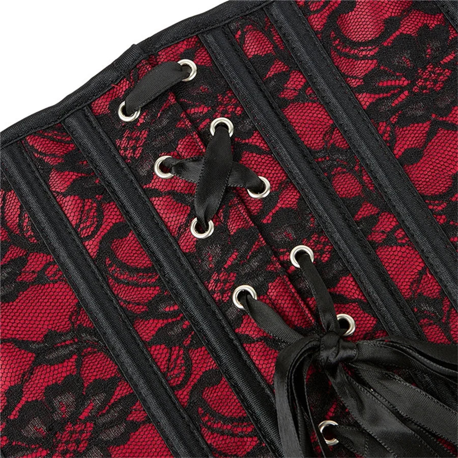 Corset Femme Dentelle Rouge