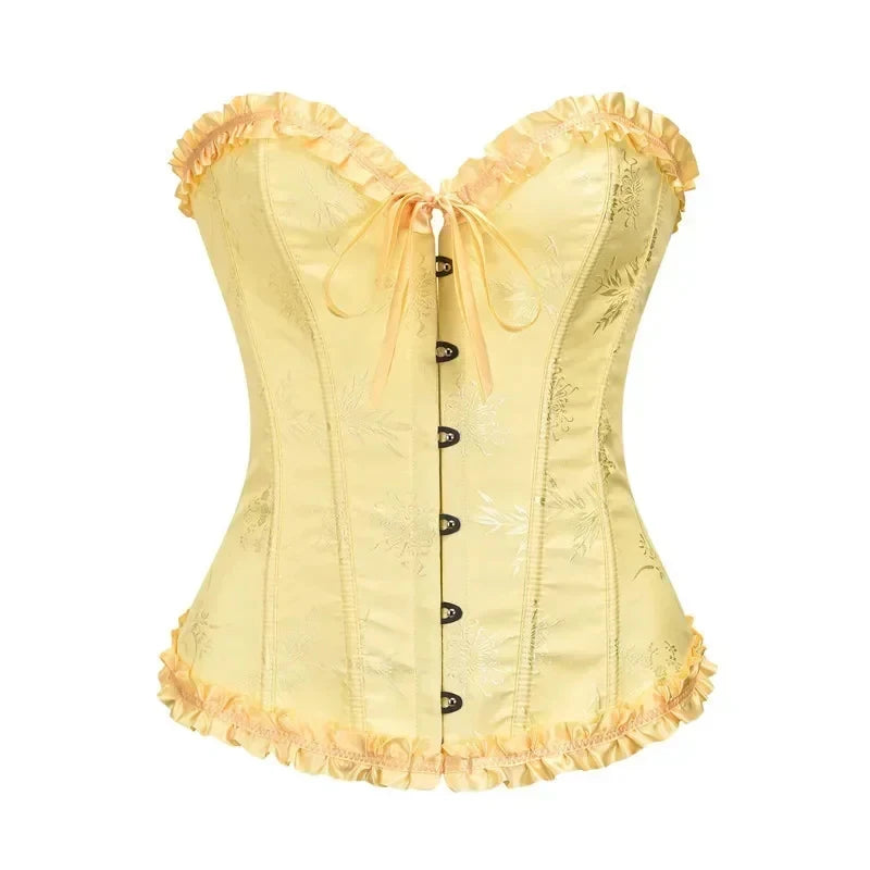 Corset Femme Jaune Satiné