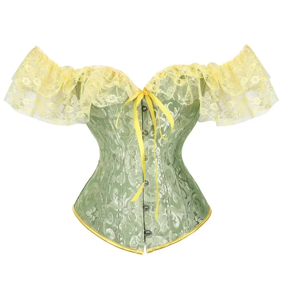 Corset Femme Vert Dentelle