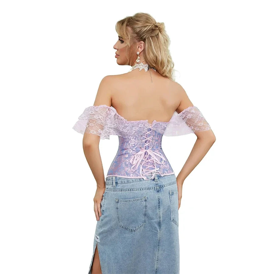 Corset Femme Lilas Dentelle