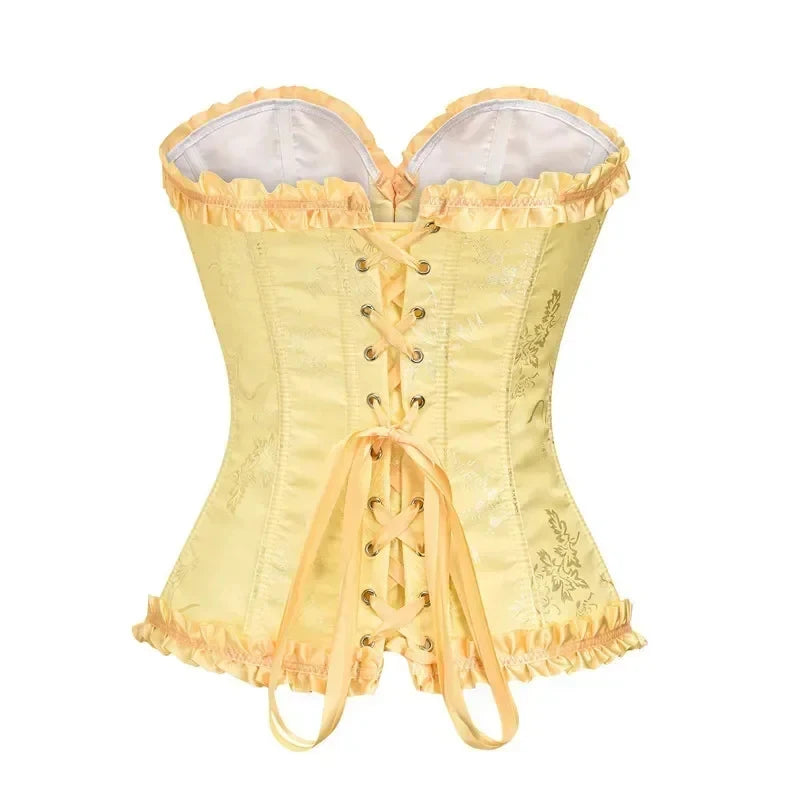 Corset Femme Jaune Satiné