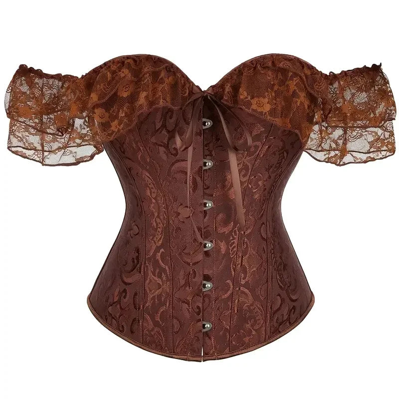 Corset Femme Marron Dentelle