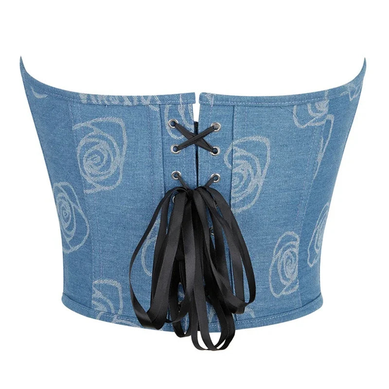 Corset Femme Bleu Floral