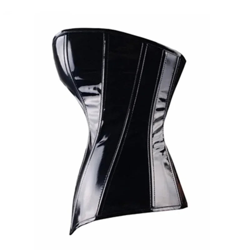 Corset Femme Gothique Vinyle Noir