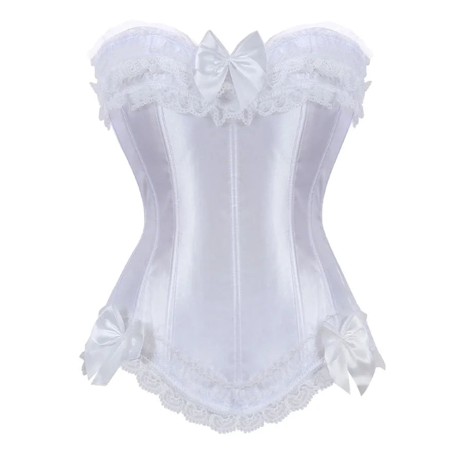 Corset Femme Blanc Satiné
