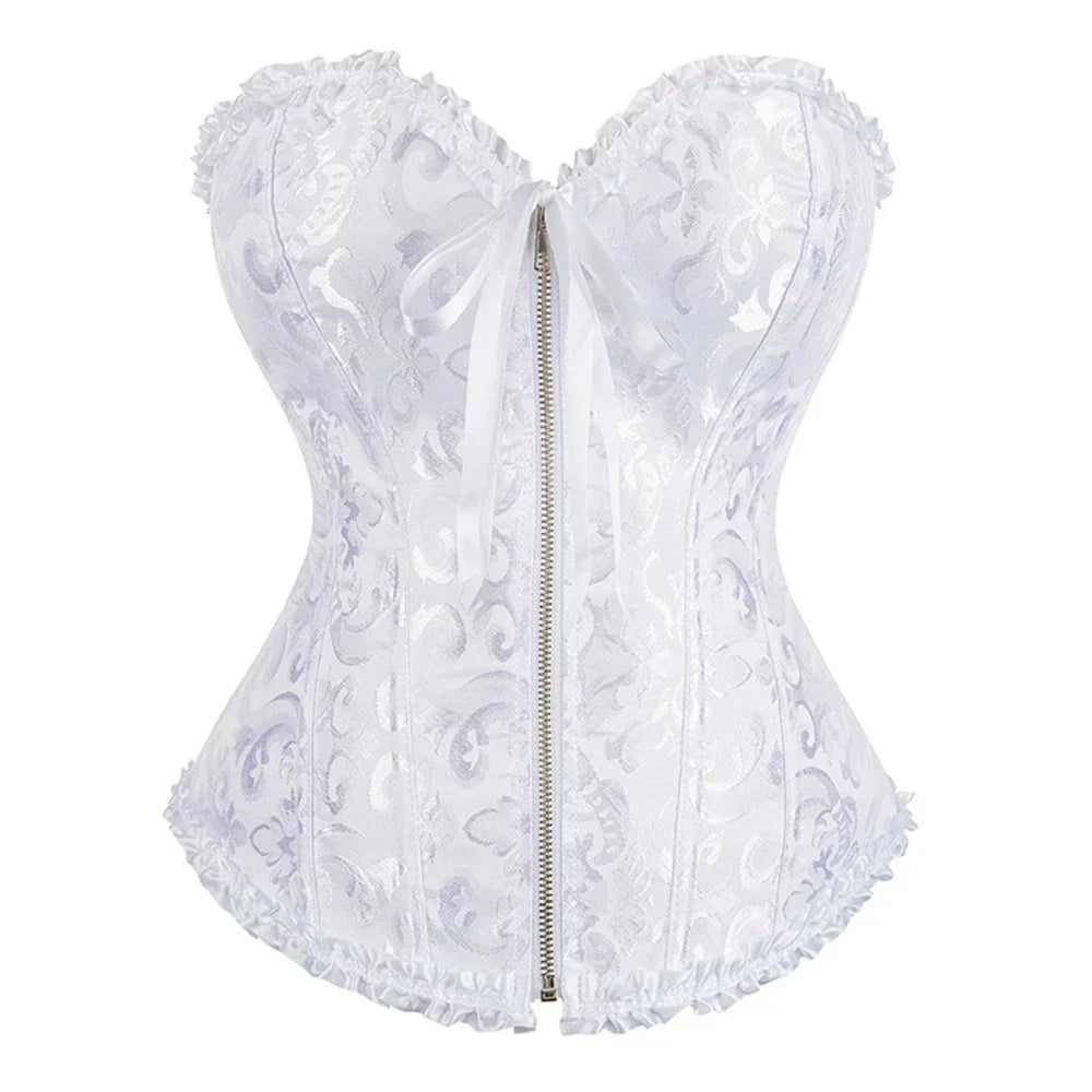 Corset Femme Brocart Blanc
