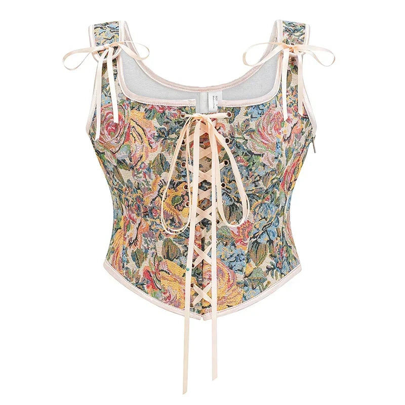 Corset Femme Fleuri Pastel