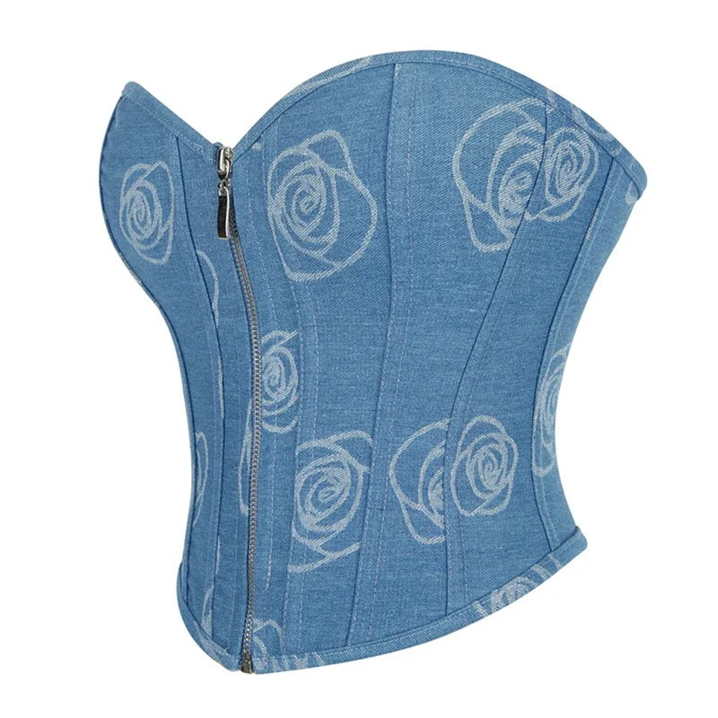 Corset Femme Bleu Floral