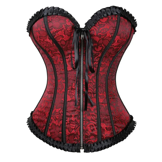Robe Corset Femme Rouge Dentelle