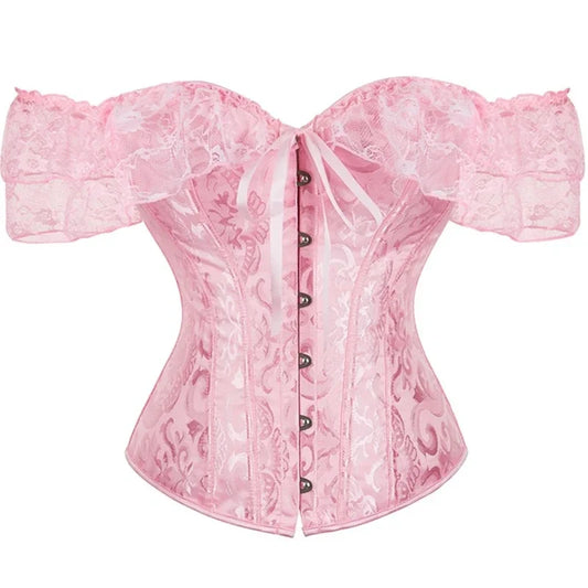 Corset Femme Rose Dentelle
