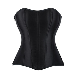 Corset noir effet satiné avec fermeture zippée 