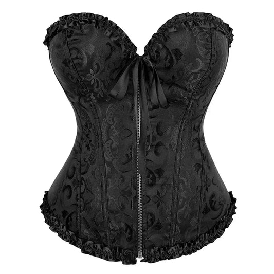 Corset Femme Brocart Noir