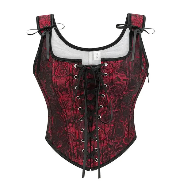 Corset à fleur rouge & noir