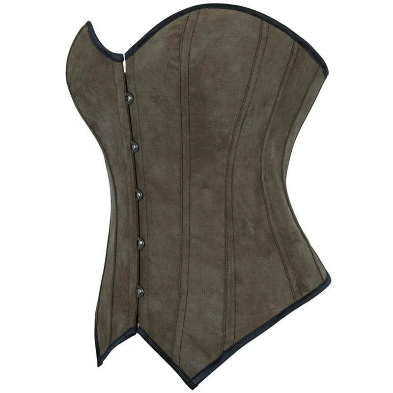 vue corset kaki effet daim
