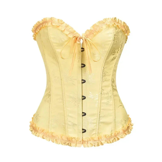 Corset Femme Jaune Satiné