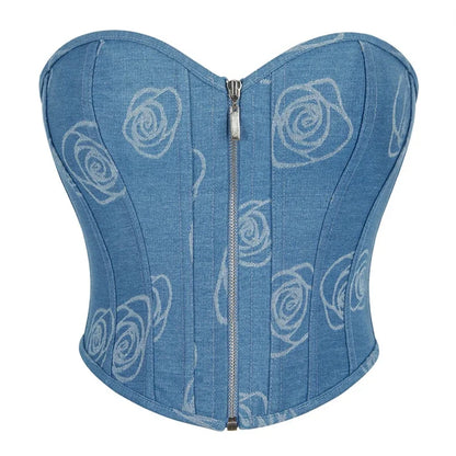 Corset Femme Bleu Floral