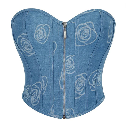 Corset Femme Bleu Floral