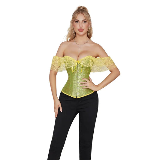 Corset Femme Vert Dentelle