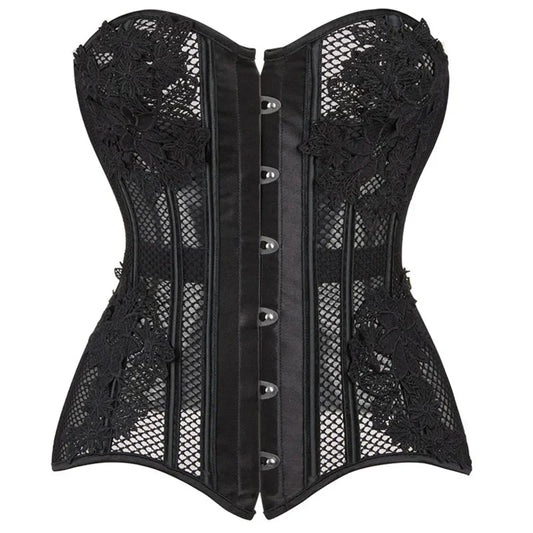 Corset Noir Dentelle Florale