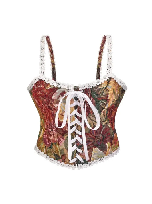 Corset Femme Floral Terracotta