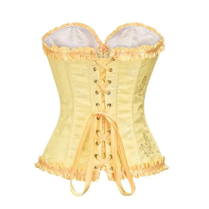 Corset Femme Jaune Satiné