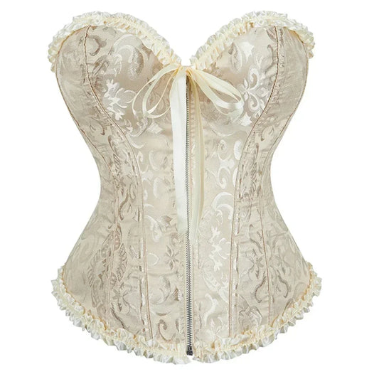 Corset Femme Brocart Beige