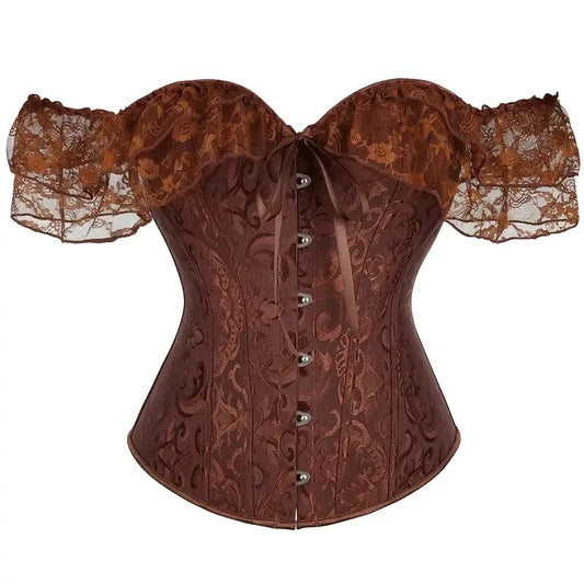 Corset Femme Marron Dentelle