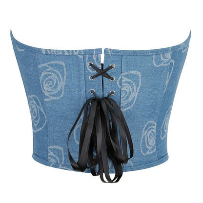 Corset Femme Bleu Floral