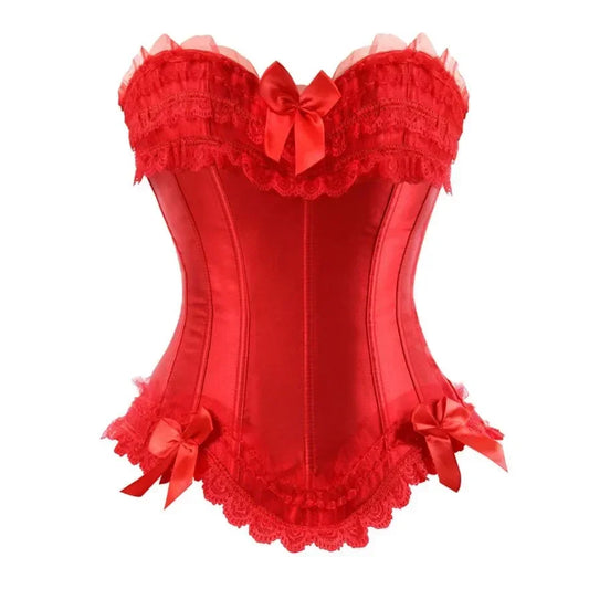 Corset Femme Rouge Satiné