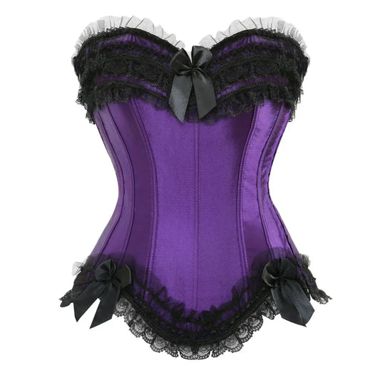 Corset Femme Violet Satin & Dentelle