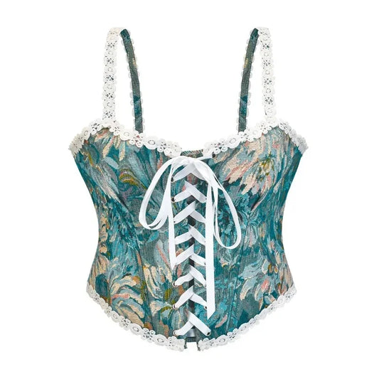 Corset Femme Vert Floral