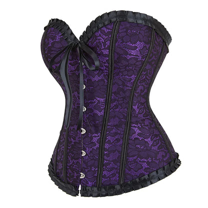 vue laterale du corset violet et noir