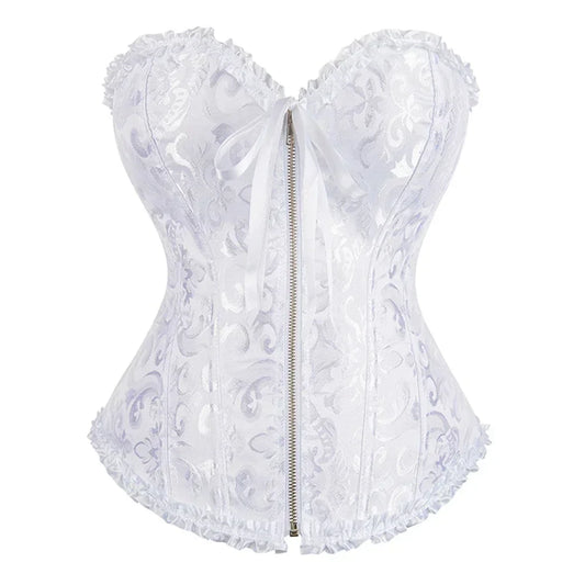 Corset Femme Brocart Blanc