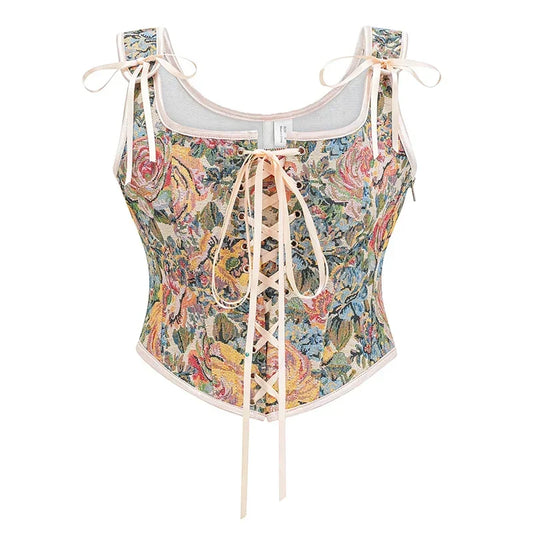 Corset Femme Fleuri Pastel
