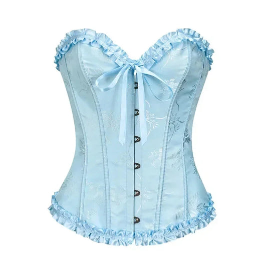 Corset Femme Bleu Ciel Satiné