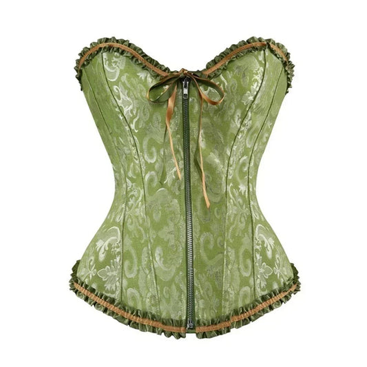 Corset Femme Brocart Vert